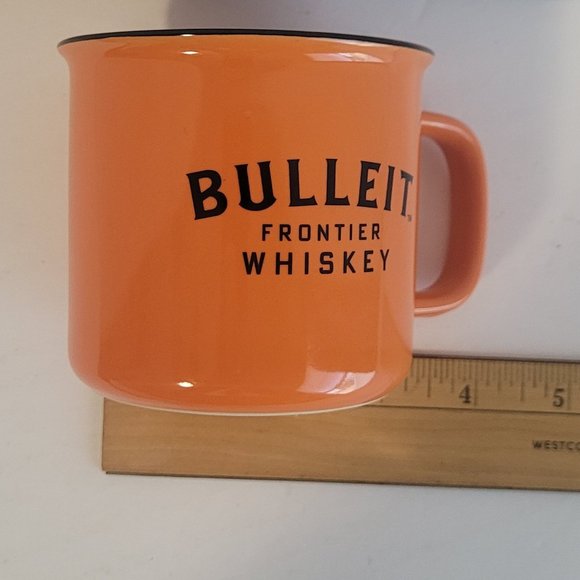 MUGS Set of 2 BULLEIT FRONTIER WHISKEY Bright Orange 9 oz Coffee Tea Compact - Picture 7 of 7